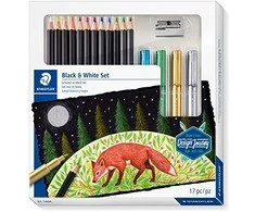 Kūrybinis rinkinys STAEDTLER 146 10C, 12 palvotų pieštukų + 4 žymekliai, drožtukas