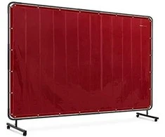 Stamos Germany Apsauginis suvirinimo užuolaidų ekranas su rėmu ant ratukų 239 x 175 cm - raudonas