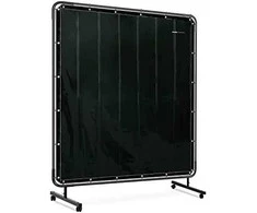 Stamos Germany Apsauginis suvirinimo užuolaidų ekranas su rėmu ant ratukų 174 x 174 cm - juodas