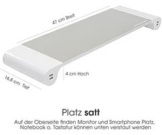 Laikiklis Terratec Spacebar aliuminio monitoriaus stovas su 4 USB įkrovimo prievadais