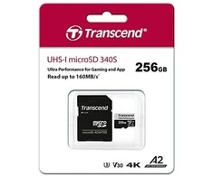 Atminties kortelė TRANSCEND 256GB Micro SD su adapteriu UHS-I U3 A2