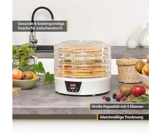 FIRSTAUSTRIA TZS First Austria Food DehydratOr, 380W Max, 5 Round Layer, Digital Timer+Temp FA-5126-8
