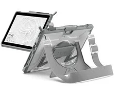 Urban Armor Gear Urban UAG Plasma – apsauginis dėklas su įmontuotu stovu ir pečių bei rankos dirželiu, skirtas Microsoft Surface GO 1/2/3 (OEM versija) (balta/pilka)