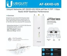 UBIQUITI AF-5XHD UBIQUITI AF-5XHD AIRFIBER HD 5X, 5GHZ, GPS, POE, 26DBI