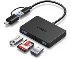 Ugreen Atminties kortelių Micro SD, SD skaitytuvas USB 3.0/USB-C OTG su 2xUSB-A prievadais