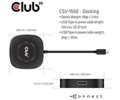 Club 3D CLUB3D CSV-1550 vaizdo šakotuvas MST USB-C prie DisplayPort 1.4 juodas