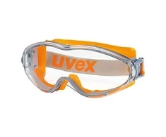 Apsauginiai akiniai Uvex Ultrasonic, skaidri panoraminė linzė, supravision excellence padengimas, guminė juostelė, oranžiniai