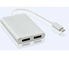 „helos“ skirstytuvas USB 3.1 C tipo kištukas / 2x DisplayPort lizdas, PREMIUM 4K, sidabrinis