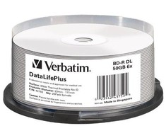 BD-R DL Verbatim 50GB 6x Wide Baltas Thermal Printable - No ID Brand (spindle 25)