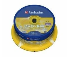 VERBATIM 25x DVD+RW SERL 4,7GB 4x Spindel matt sidabrinis paviršius
