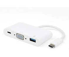 Vivanco adapteris USB-C – VGA 3in1, baltas (34294)