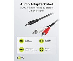 Wentronic TECHLY 504402 Techly Audio stereo laidas, lizdas 3,5 mm iki 2x RCA M/M 50 cm