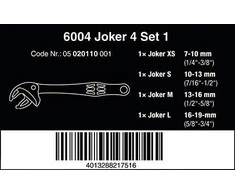 Terkšlinių savaime užsifiksuojančių raktų komplektas 4vnt (XS/S/M/L) Wera Joker 6004, Set 1, 7-19mm.