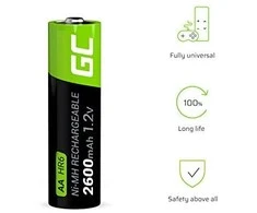 Žalias Cell AKUMULIACIJA AKU-AA-2600/GC*P4 1.2V Ni-MH HR6, AA Žalias Cell