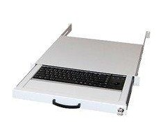 aixcase 19" Rack 1U Klaviatūra DE Trackball PS2&amp;USB lichtgrau