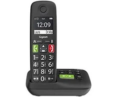 Gigaset E290A didelio mygtuko belaidis telefonas su atsakikliu - juodas