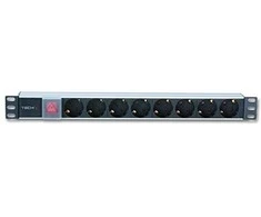 Techly I-CASE STRIP-81UD maitinimo paskirstymo įrenginys 1U Aliuminis, Juoda 8 AC išvestis(ys / čių)