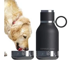 Asobu - Dog Bowl - nerūdijančio plieno butelis su dubenėliu šuniui 1 litras juodas