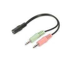 ASSMANN 3,5 mm 4 kontaktų M iki 2 x 3,5 mm 3 kontaktų F GARSO adapteris 0,2 m, AK-510301-002-S
