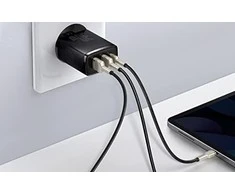 Baseus Sieninis įkroviklis 30W 2xUSB + USB-C QC3.0 PD3.0, juodas