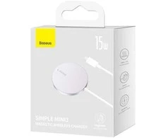 „Baseus Simple Mini3“ magnetinis belaidis įkroviklis 15 W (Sidabrinis)