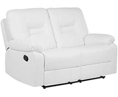 Beliani 2 vietų sofa su rankine relaksacijos funkcija BERGEN, dirbtinė oda, balta