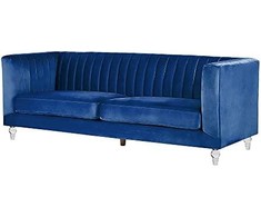 Beliani Trivietė sofa ARVIKA aksominė tamsiai mėlyna