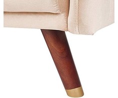 Beliani Trivietė išskleidžiama sofa SENJA, veliūras, smėlio spalvos