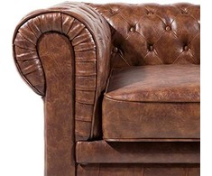 Beliani Trivietė sofa CHESTERFIELD dirbtinė oda aukso ruda