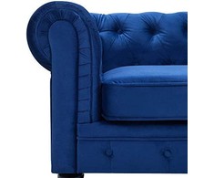 Beliani 3 vietų sofa CHESTERFIELD veliūrinė tamsiai mėlyna