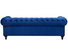 Beliani 3 vietų sofa CHESTERFIELD veliūrinė tamsiai mėlyna