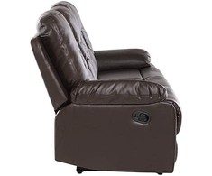 Beliani Trivietė sofa su rankiniu poilsio mechanizmu BERGEN, ekologiška oda, ruda