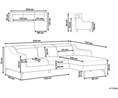 Beliani Keturvietė kampinė sofa GLOSLI tamsiai mėlyna, kairinė