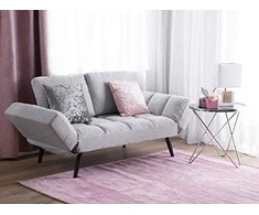 Beliani Dvivietė išskleidžiama sofa BREKKE šviesiai pilka