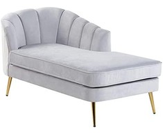Sofa Beliani Kairysis šezlongas ALLIER, veliūras, šviesiai pilkas