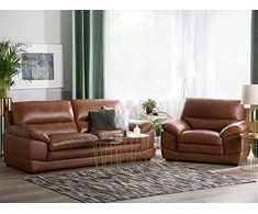 Sofa Beliani 4 vietų svetainės baldų komplektas HORTEN Natūrali oda Ruda