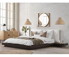 Beliani Vandens lova iš dirbtinės odos ZEN 160 x 200 cm, tamsaus uosio spalvos