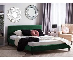 Beliani Velvetinė lova FITOU 180 x 200 cm tamsiai žalia