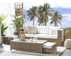 Lauko baldų komplektas Beliani Rattan sodo rinkinys 3-asmuo balta Belluno