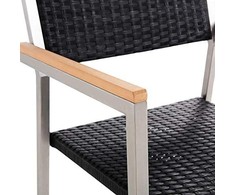 Lauko baldų komplektas Beliani Stiklo sodo rinkinys juoda ir 6 rotango kėdės juoda GROSSETO