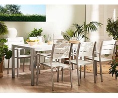 Lauko baldų komplektas Beliani Sodo stalo rinkinys ir 6 kėdės baltos spalvos VERNIO