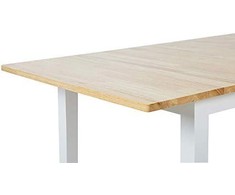 Beliani Išskleidžiamas valgomojo stalas HOUSTON šviesiai rudas/baltas 120/150 cm 90 cm pušies mediena
