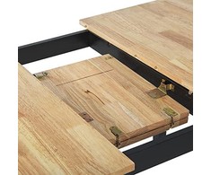 Beliani Išskleidžiamas valgomojo stalas HOUSTON šviesiai rudas/juodas 120/150 cm 90 cm pušies mediena