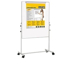 Mobilioji dvipusė lenta BI-OFFICE 70x120, baltoji magnetinė ir pilko veltinio, aliuminio rėmas