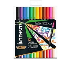 Bic Flomasteriai Intensity Dual Tip, dvipusiai, 12 spalvų rinkinys