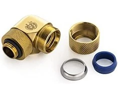 „Bitspower Advanced Multi-Link“ adapteris, 90 laipsnių G1/4 colio BSP ir 14 mm išorinio skersmens kietojo vamzdžio jungtis, pasukama.