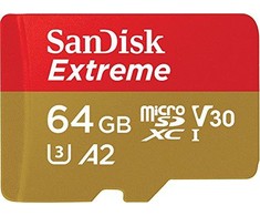 Atminties kortelė SanDisk Extreme Micro SDXC 64GB + SD Adapteris + Rescue Pro Deluxe 160MB/s A2 C10 V30 UHS-I U3; EAN: 619659169770