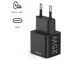 Hama mini 25W PD/QC 3.0 1x USB-C juoda