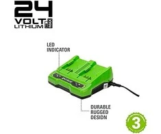 Greenworks G24X2UC4 24V+24V dviejų lizdų įkroviklis 4Ah