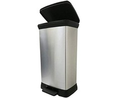 Curver Šiukšliadėžė su pedalu Deco, sidabrinė, 50l, stačiakampė